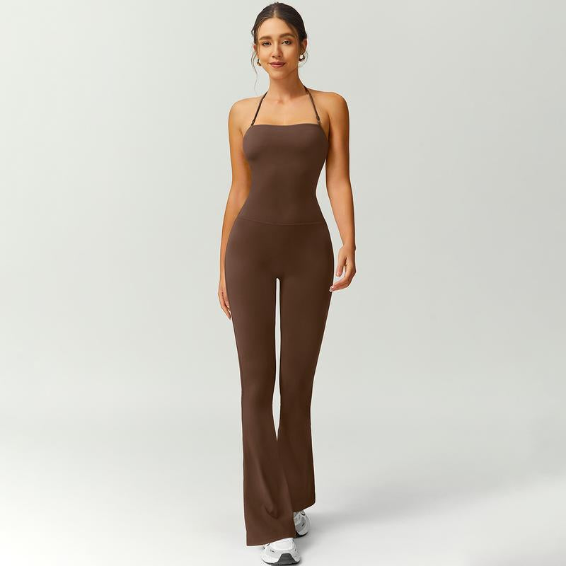 Halter Neck Bodycon Flare Jumpsuit with Butt Lift Flow - Photo 18
