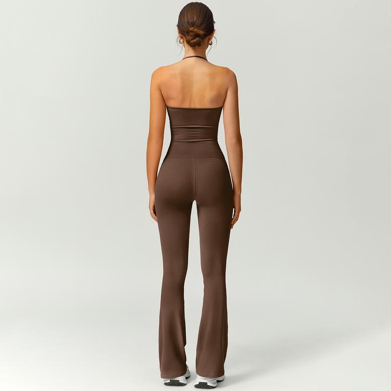 Halter Neck Bodycon Flare Jumpsuit with Butt Lift Flow - Photo 19