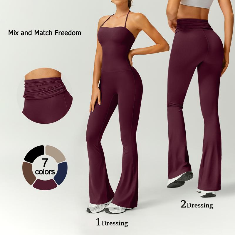 Halter Neck Bodycon Flare Jumpsuit with Butt Lift Flow - Photo 21