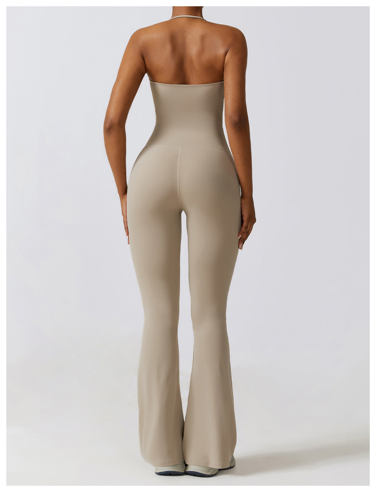 Halter Neck Bodycon Flare Jumpsuit with Butt Lift Flow - Photo 9