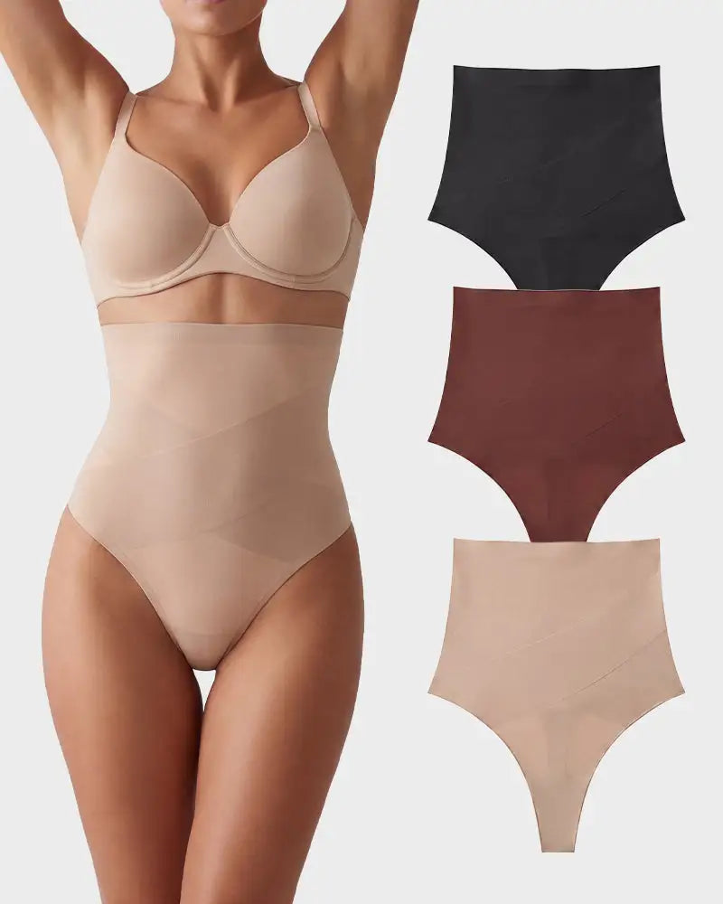 High-Waist Mesh Tummy Control Thong 3-Pack - Photo 8