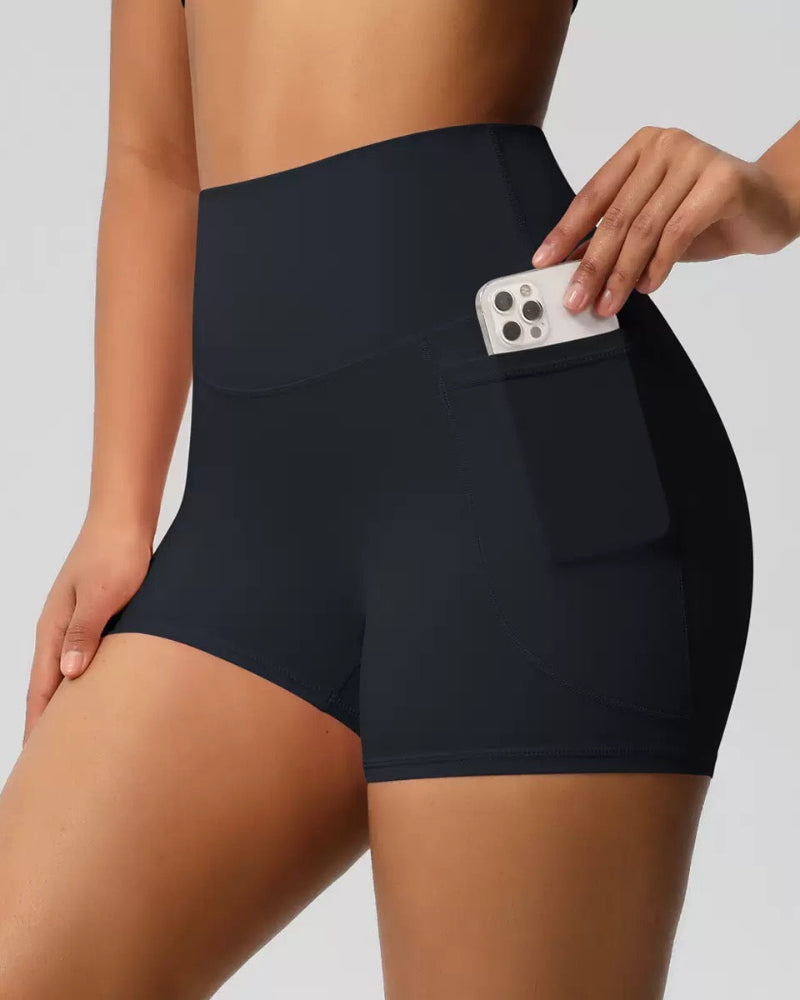 High-Waist Tummy Control Athletic Shorts with Pockets Dash - Photo 1