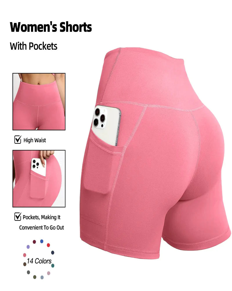High-Waist Tummy Control Athletic Shorts with Pockets Dash - Photo 7