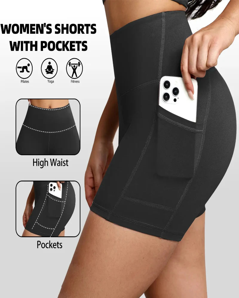 High-Waist Tummy Control Athletic Shorts with Pockets Dash - Photo 8