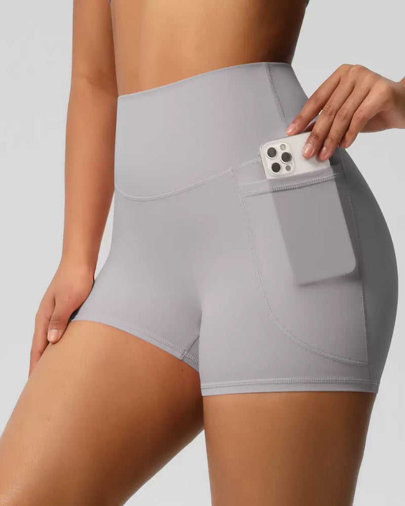 High-Waist Tummy Control Athletic Shorts with Pockets Dash - Photo 9