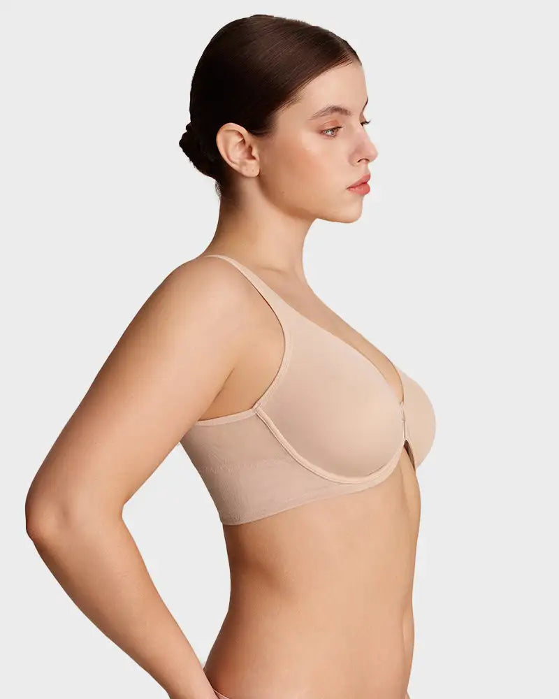 Hook-Front Low-Cut Wired Bare-Cup Back-Lift Bra Forte - Photo 12