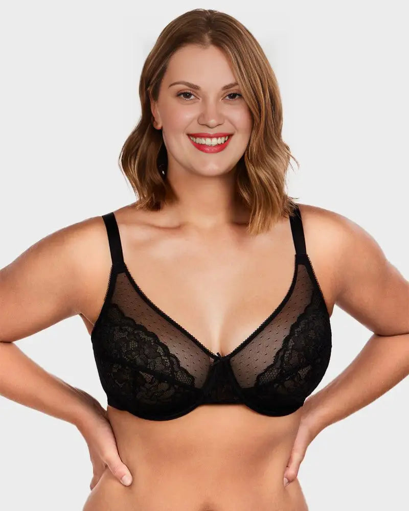 Lace Trim Full Coverage Minimizer Bra Petal - Photo 1