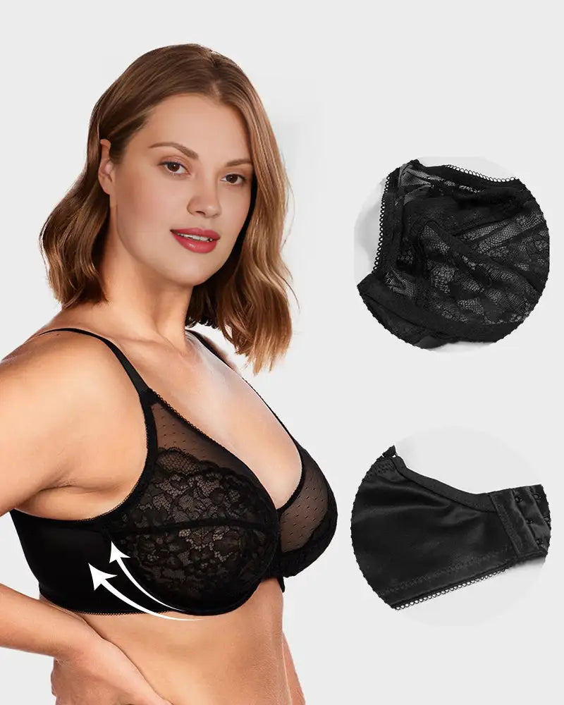 Lace Trim Full Coverage Minimizer Bra Petal - Photo 8