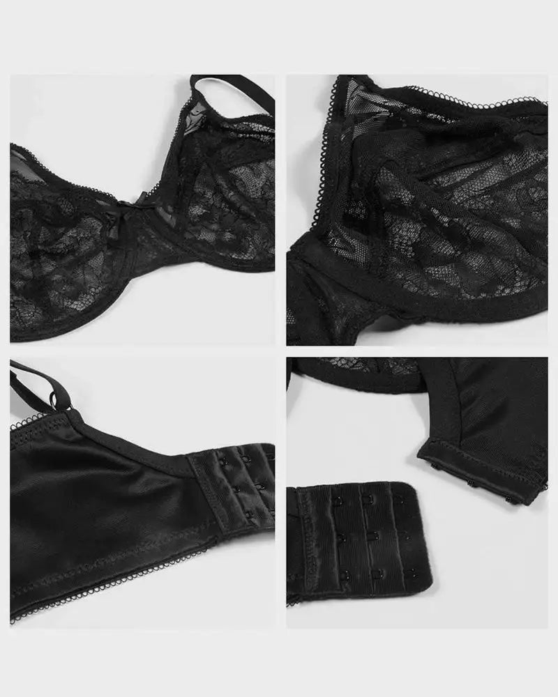 Lace Trim Full Coverage Minimizer Bra Petal - Photo 9