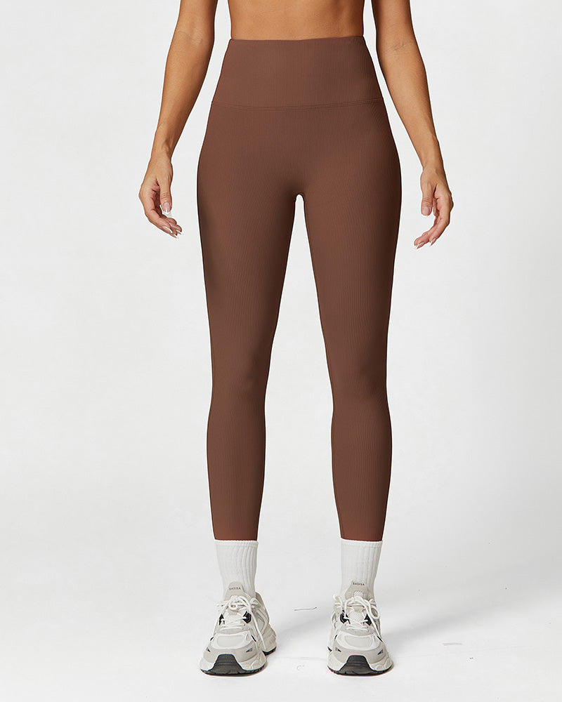 Ribbed High-Waist Tummy Control Butt-Lift Leggings Ridge - Photo 12