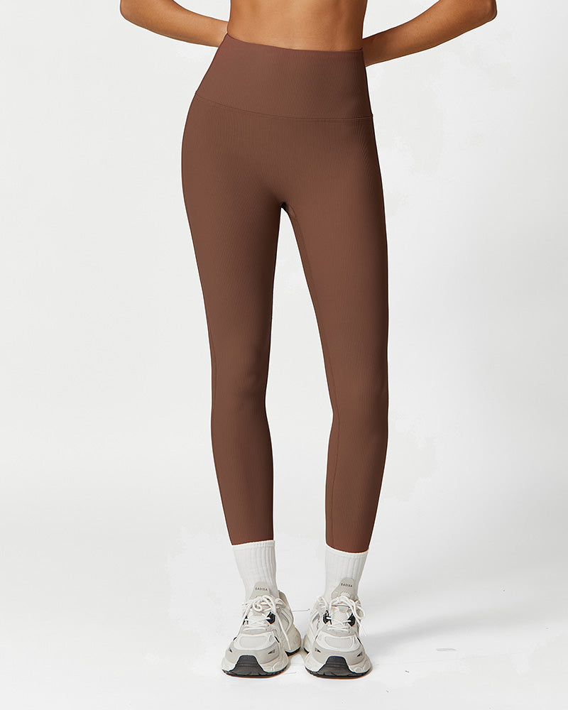 Ribbed High-Waist Tummy Control Butt-Lift Leggings Ridge - Photo 13