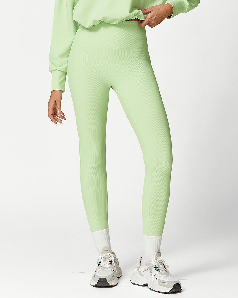 Ribbed High-Waist Tummy Control Butt-Lift Leggings Ridge - Photo 15
