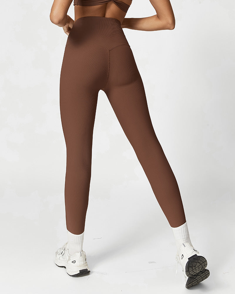 Ribbed High-Waist Tummy Control Butt-Lift Leggings Ridge - Photo 6