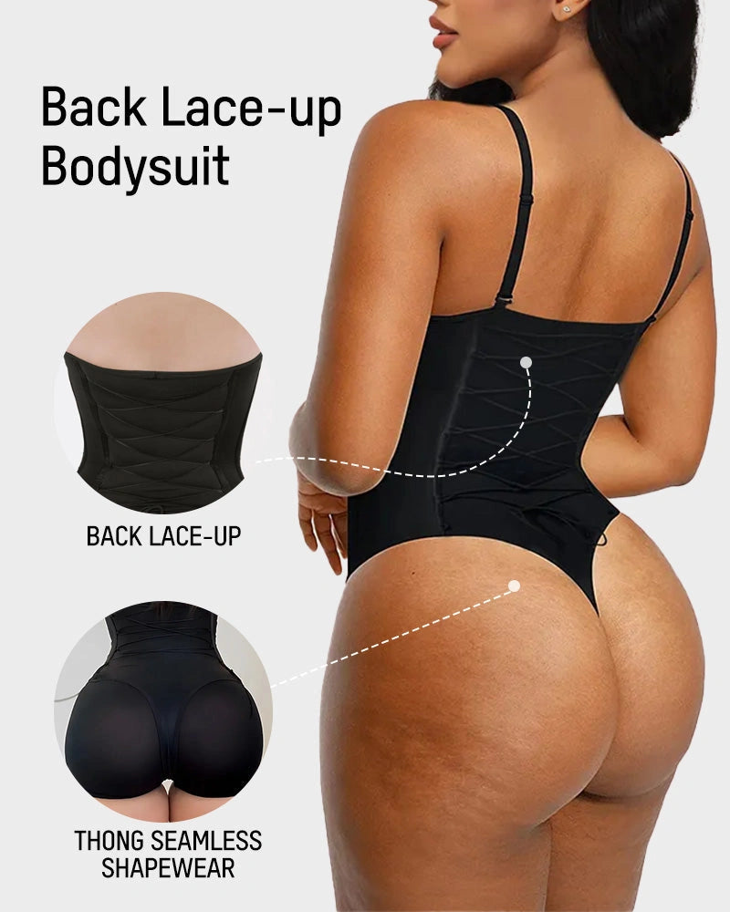 Seamless lace-back shaping bodysuit - image 5