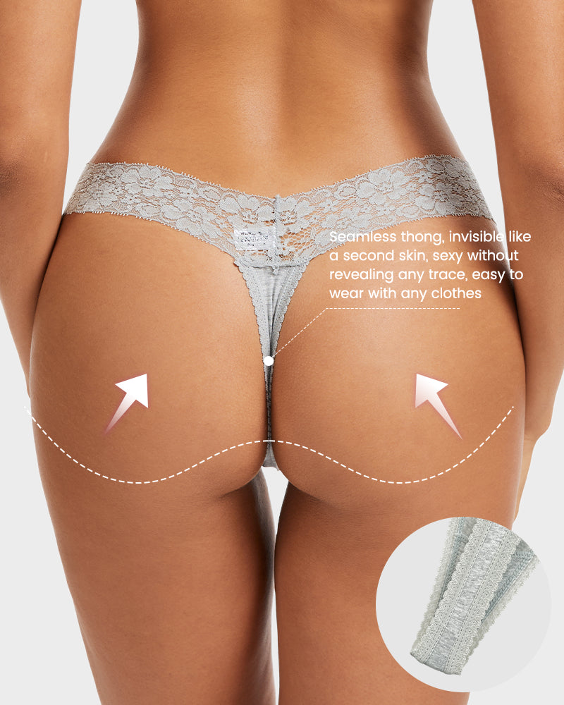 Seamless Lace Low-Rise Thong Panties 3-Pack - Photo 14