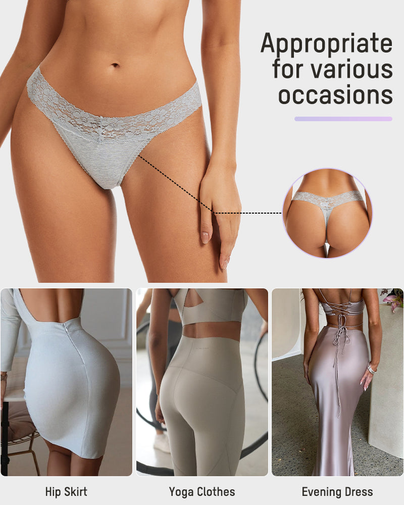 Seamless Lace Low-Rise Thong Panties 3-Pack - Photo 17