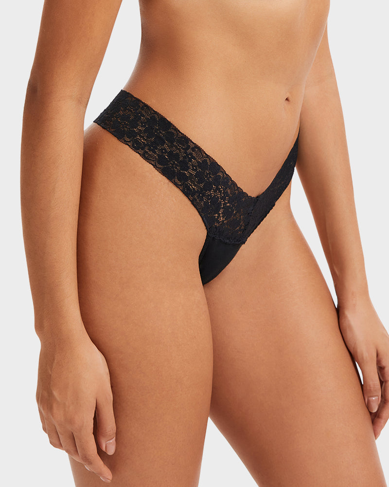 Seamless Lace Low-Rise Thong Panties 3-Pack - Photo 7
