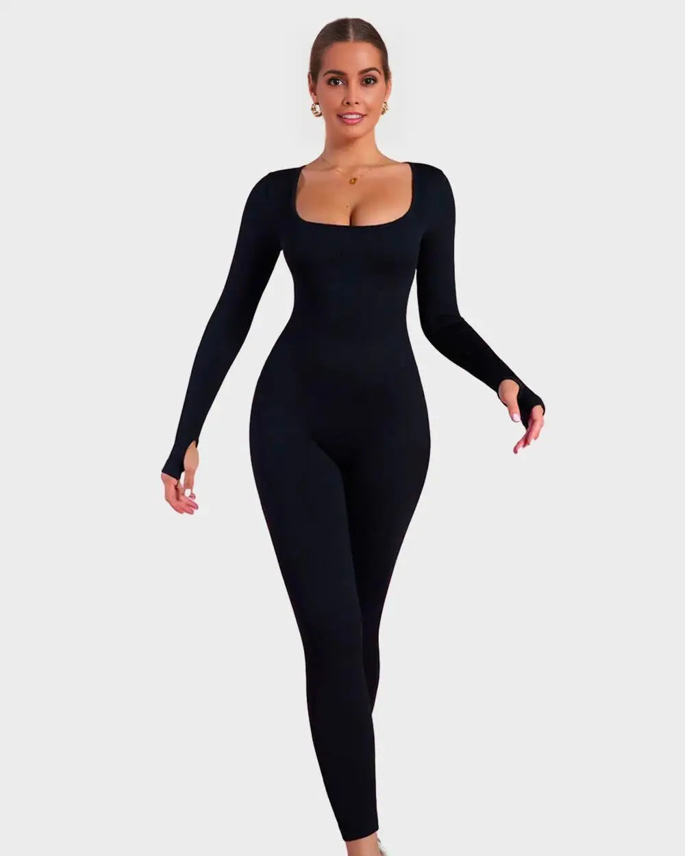 Square-neck long sleeve body shaping jumpsuit - image 3