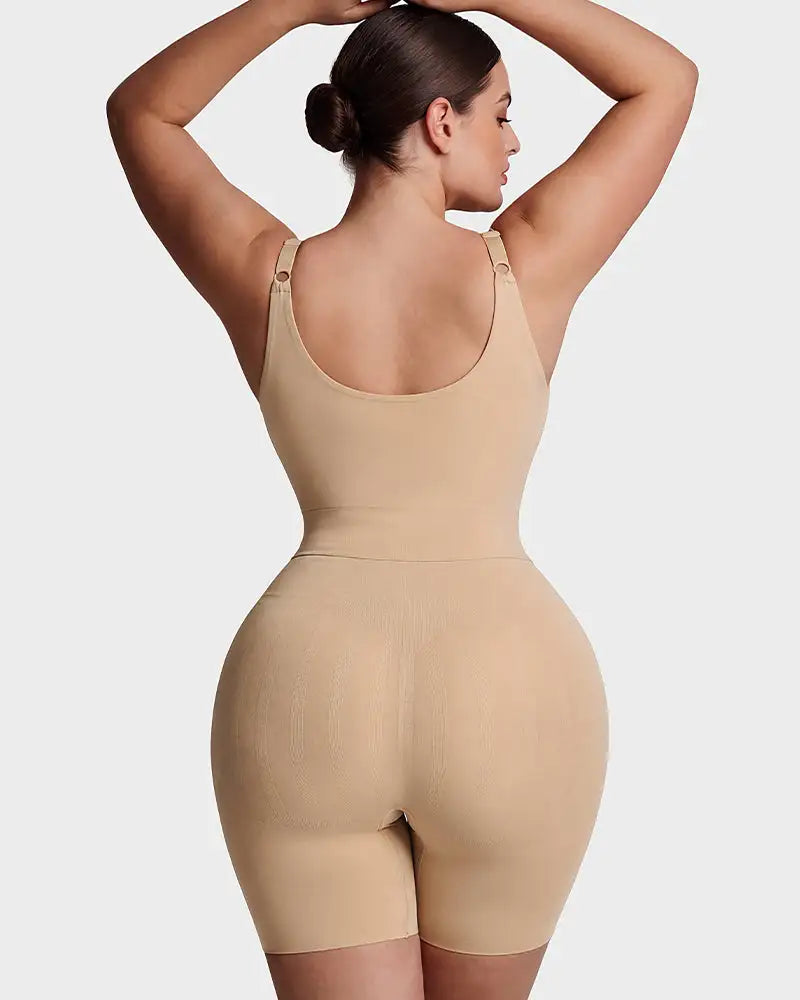 U-neck no-cup mid-thigh shaping bodysuit - image 17