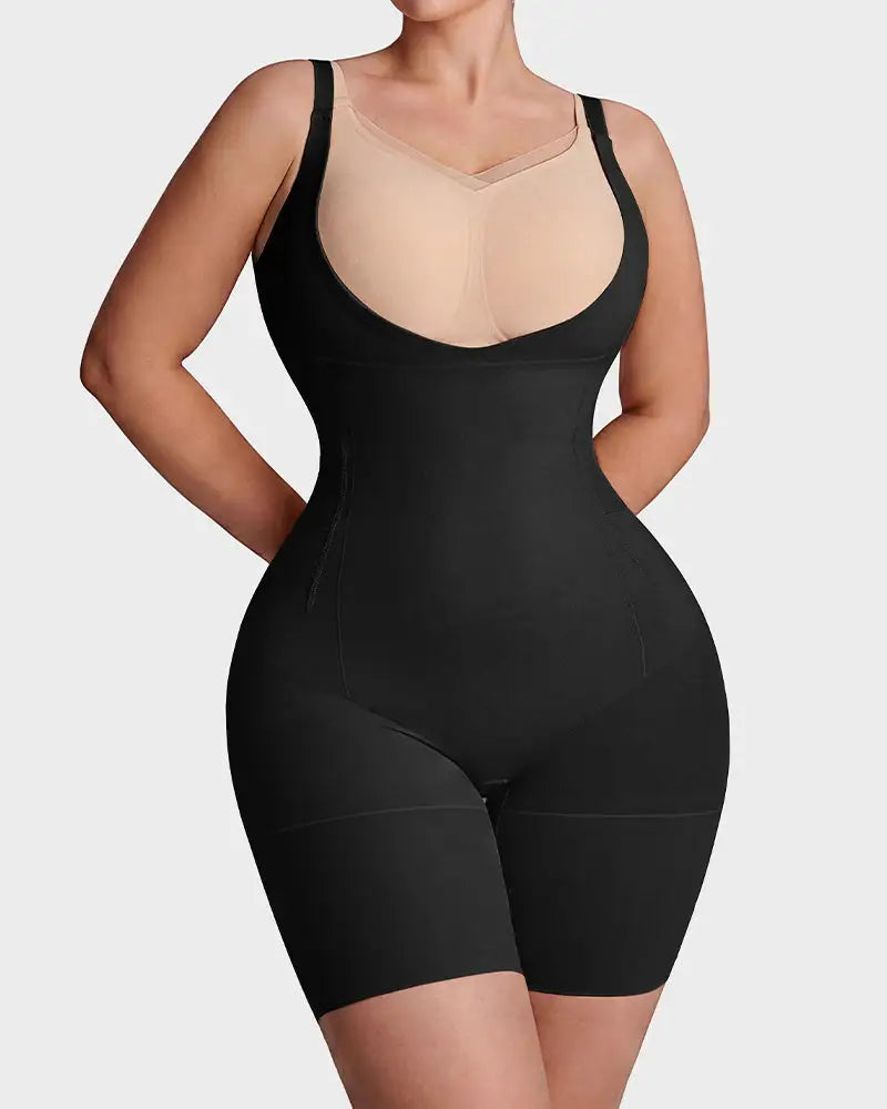 U-neck no-cup mid-thigh shaping bodysuit - image 20