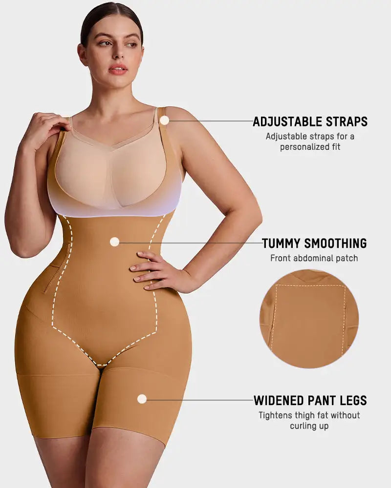 U-neck no-cup mid-thigh shaping bodysuit - image 8