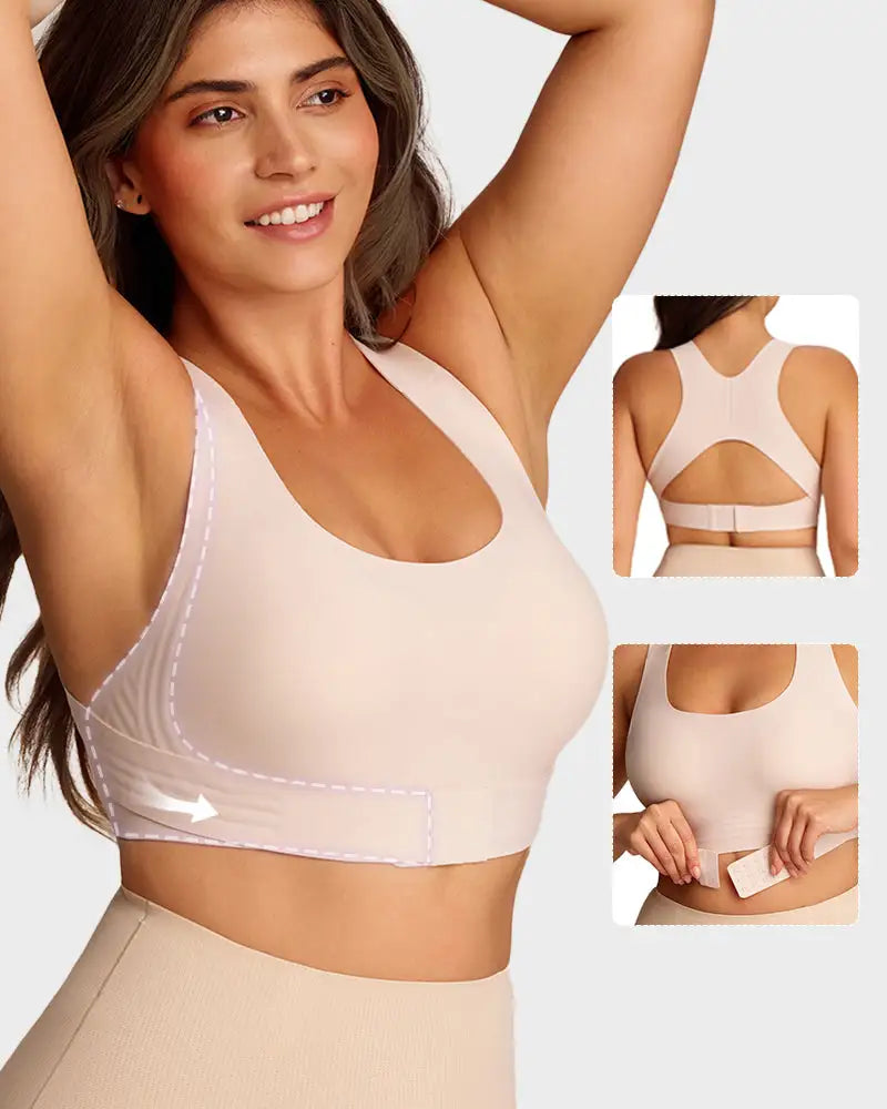 X-Back Hook-Front Wire-Free Alignment Bra Poise - Photo 17