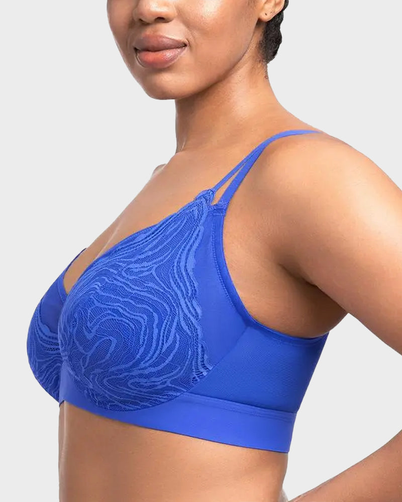 Plus Size Lace Mesh Full-Coverage Underwire Bra Nola