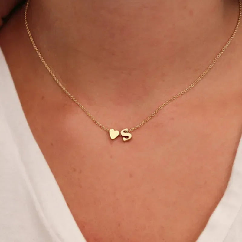 Little Heart Initial Necklace