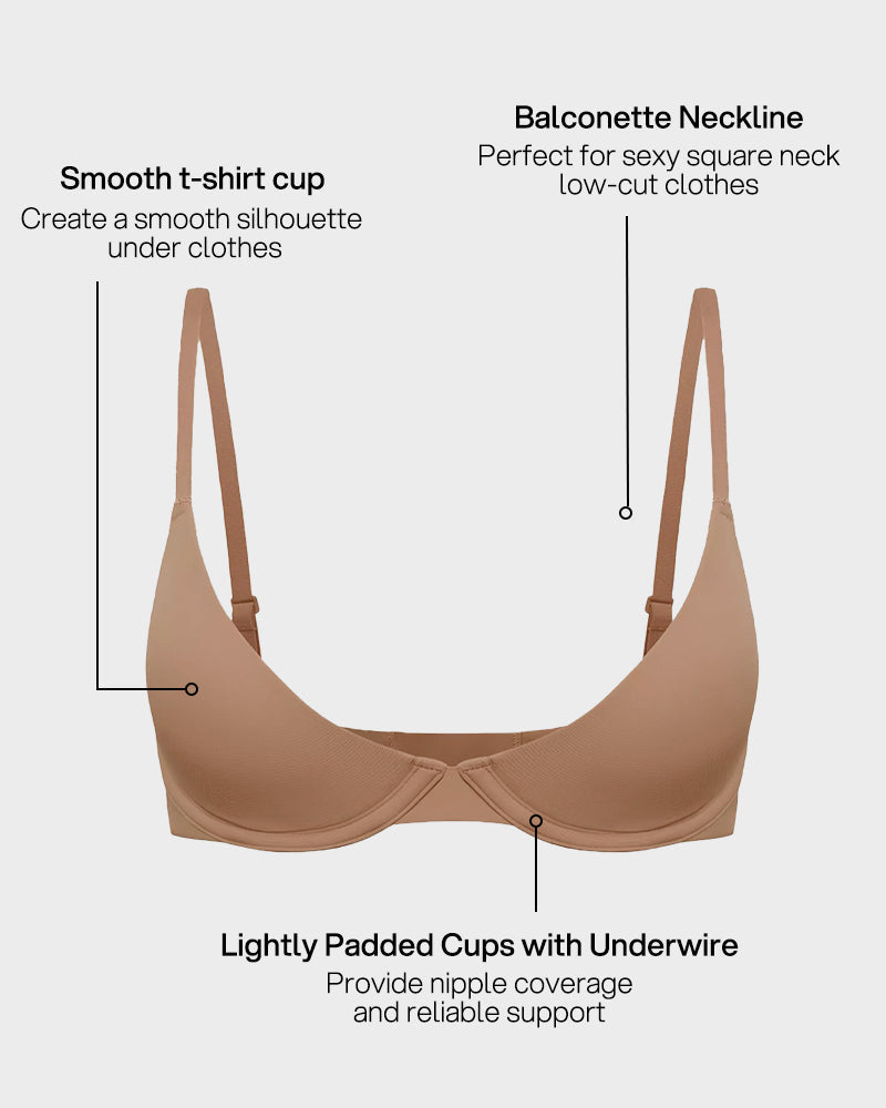 Seamless Cleavage-Lift Deep-V Push-Up Bra Ava