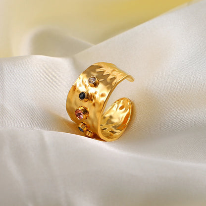 Celestial Glow Hammered Gold Ring