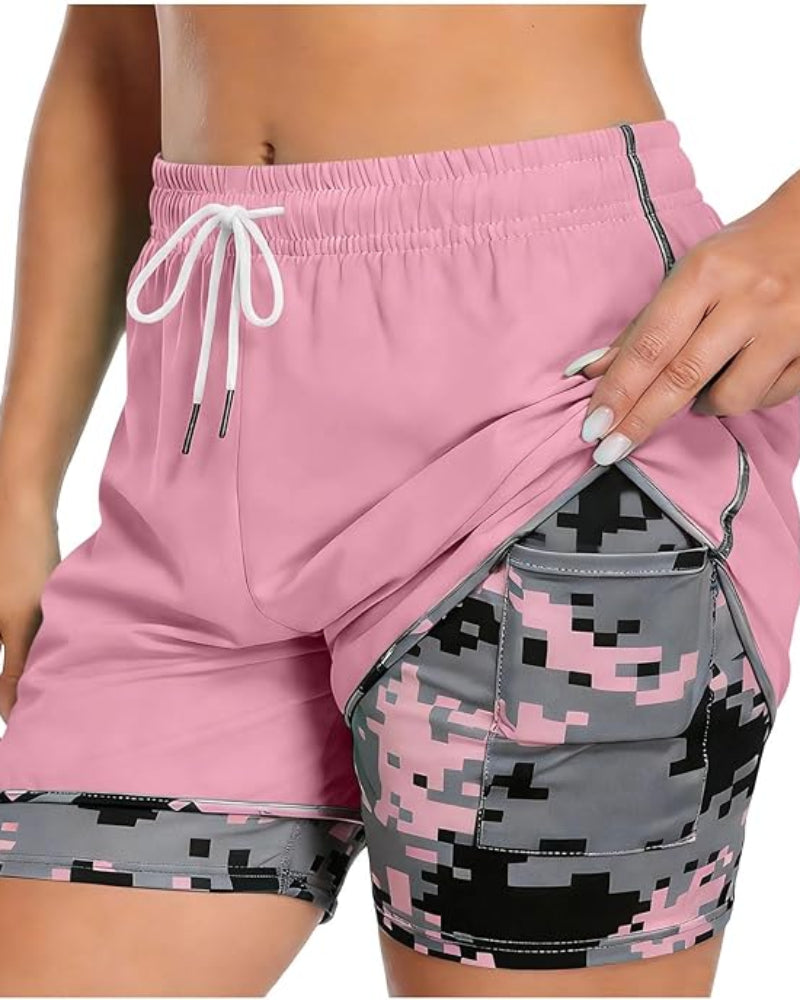 Athletic Shorts with Built-In Liner and Drawstring Waist Run - Photo 1
