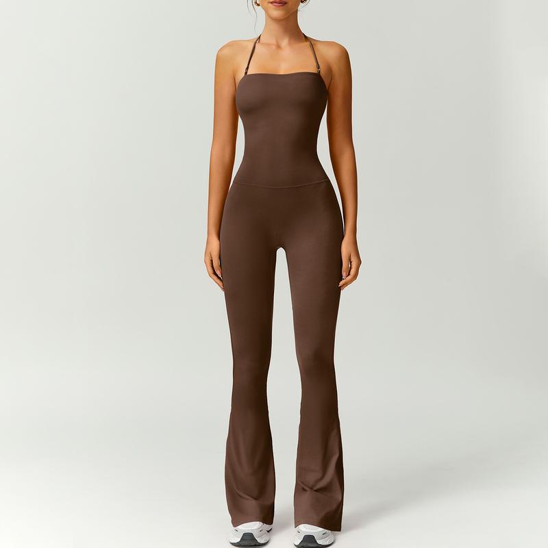 Halter Neck Bodycon Flare Jumpsuit with Butt Lift Flow - Photo 11