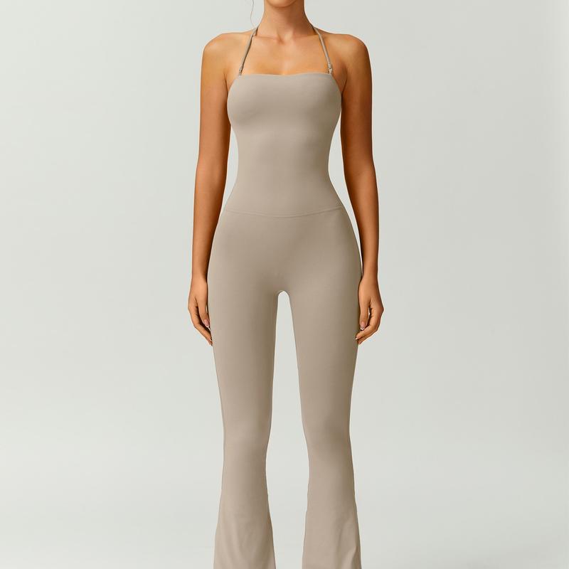 Halter Neck Bodycon Flare Jumpsuit with Butt Lift Flow - Photo 13