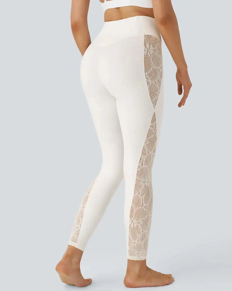 High-Waist Crossover Lace Panel Butt-Lift Leggings Veil - Photo 2