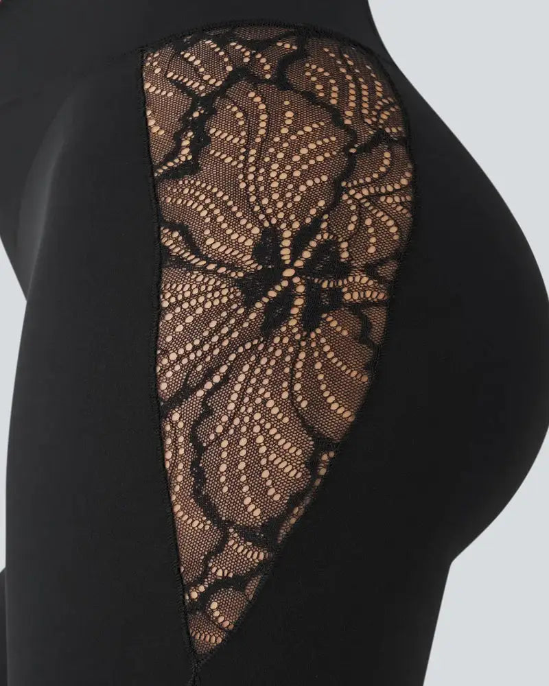 High-Waist Crossover Lace Panel Butt-Lift Leggings Veil - Photo 8
