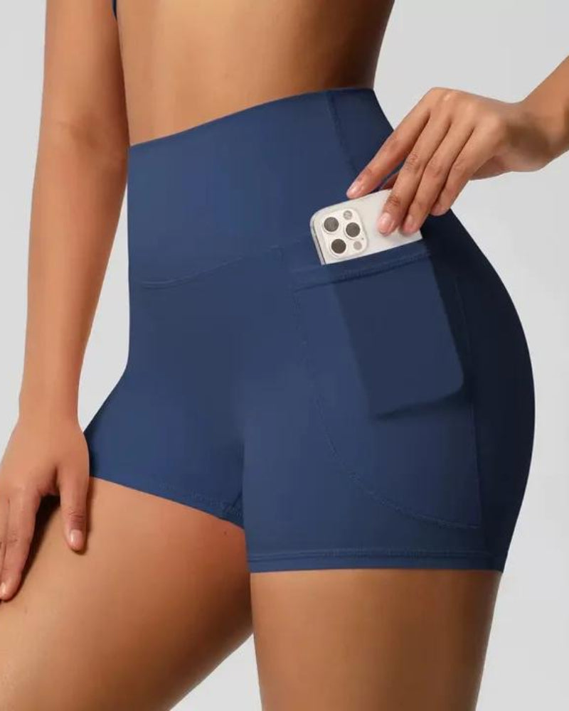 High-Waist Tummy Control Athletic Shorts with Pockets Dash - Photo 10