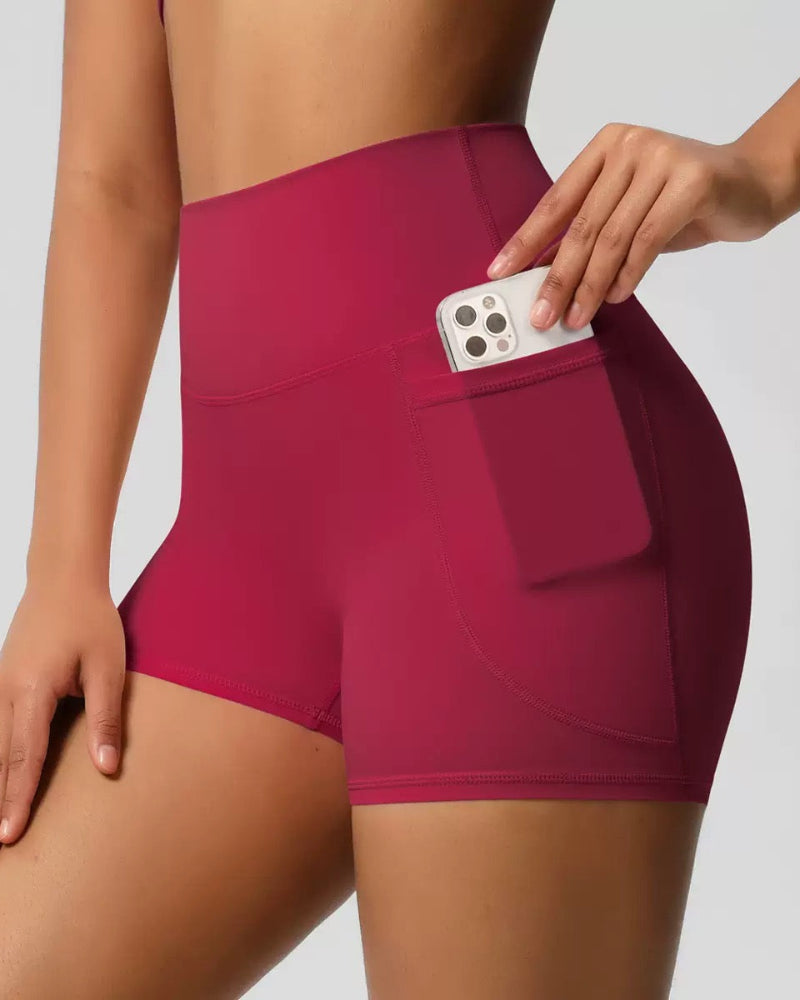 High-Waist Tummy Control Athletic Shorts with Pockets Dash - Photo 11