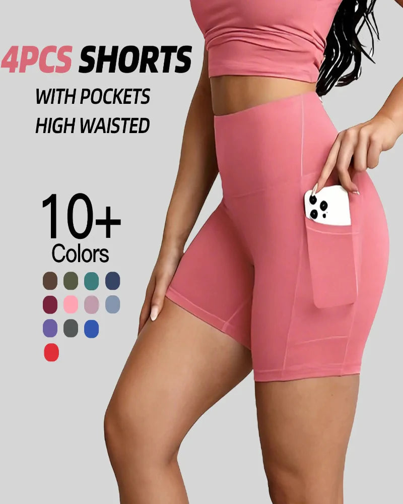 High-Waist Tummy Control Athletic Shorts with Pockets Dash - Photo 12