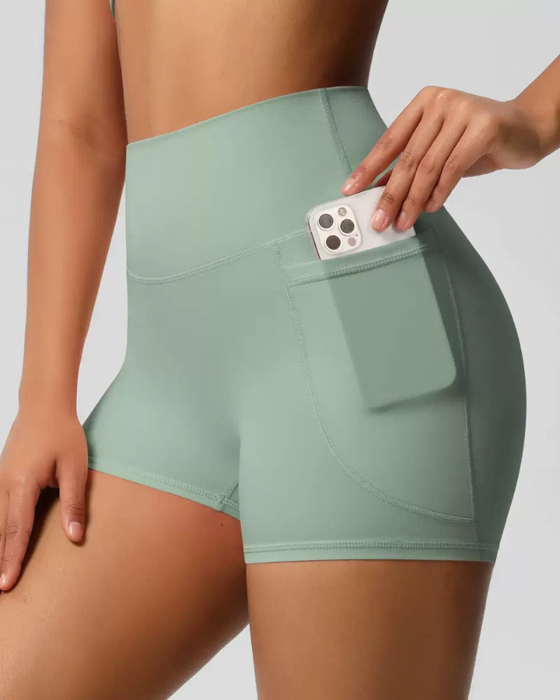 High-Waist Tummy Control Athletic Shorts with Pockets Dash - Photo 13