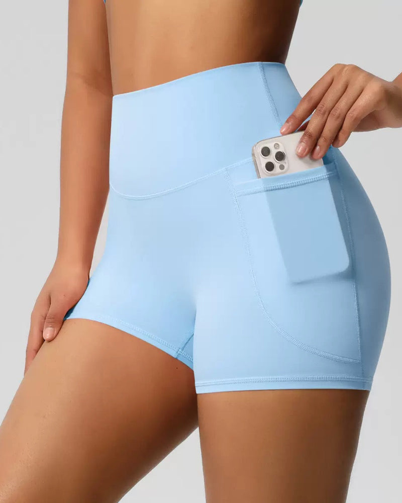 High-Waist Tummy Control Athletic Shorts with Pockets Dash - Photo 14