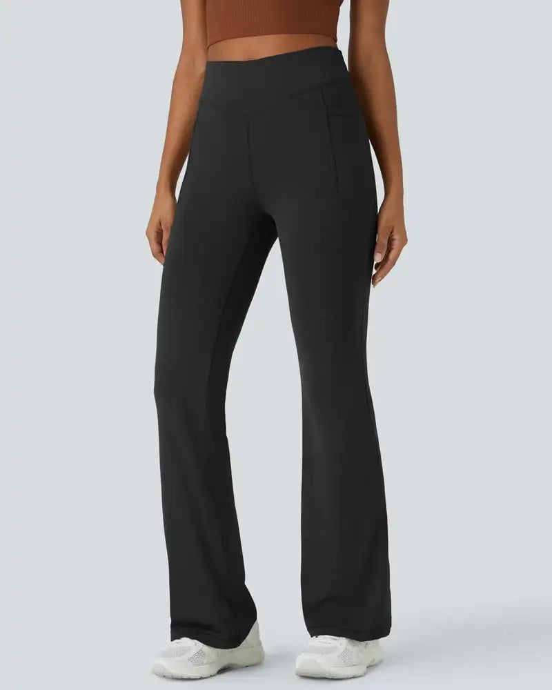 High-Waist Tummy Control Flare Leggings with Pockets Curve - Photo 5