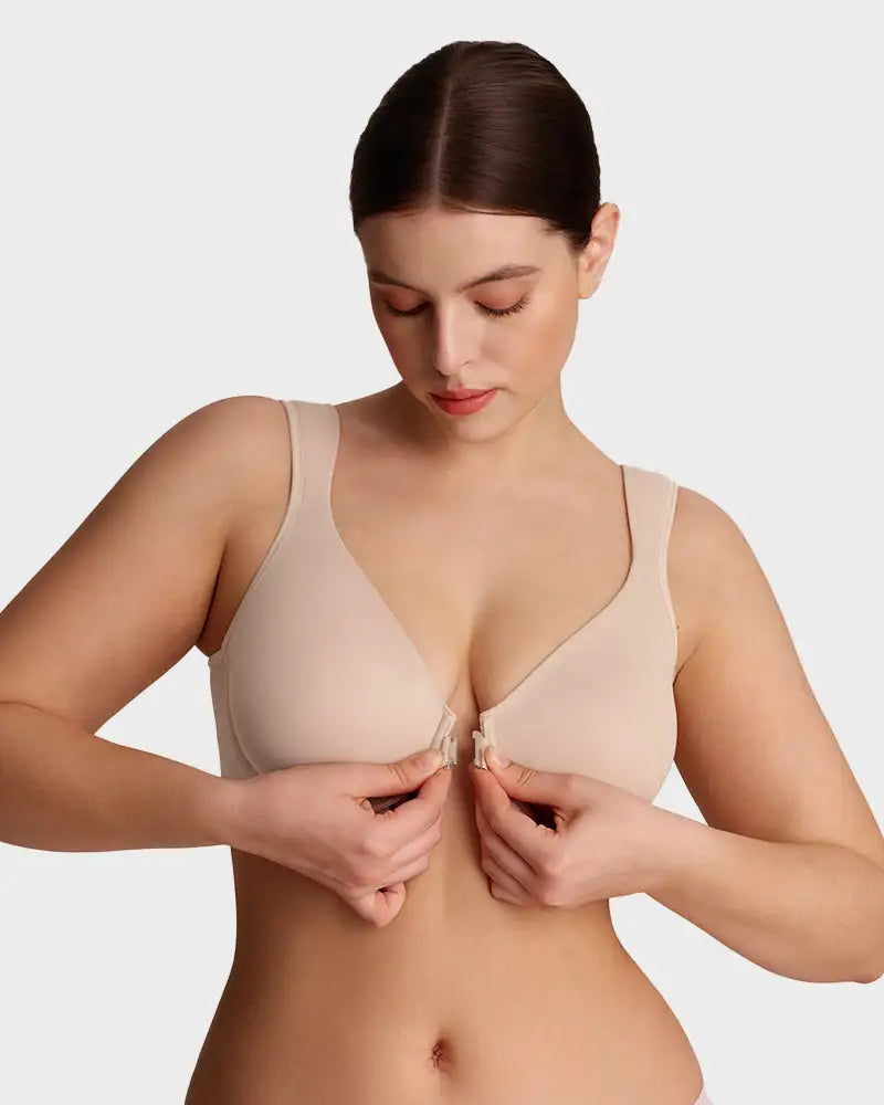Hook-Front Low-Cut Wired Bare-Cup Back-Lift Bra Forte - Photo 1