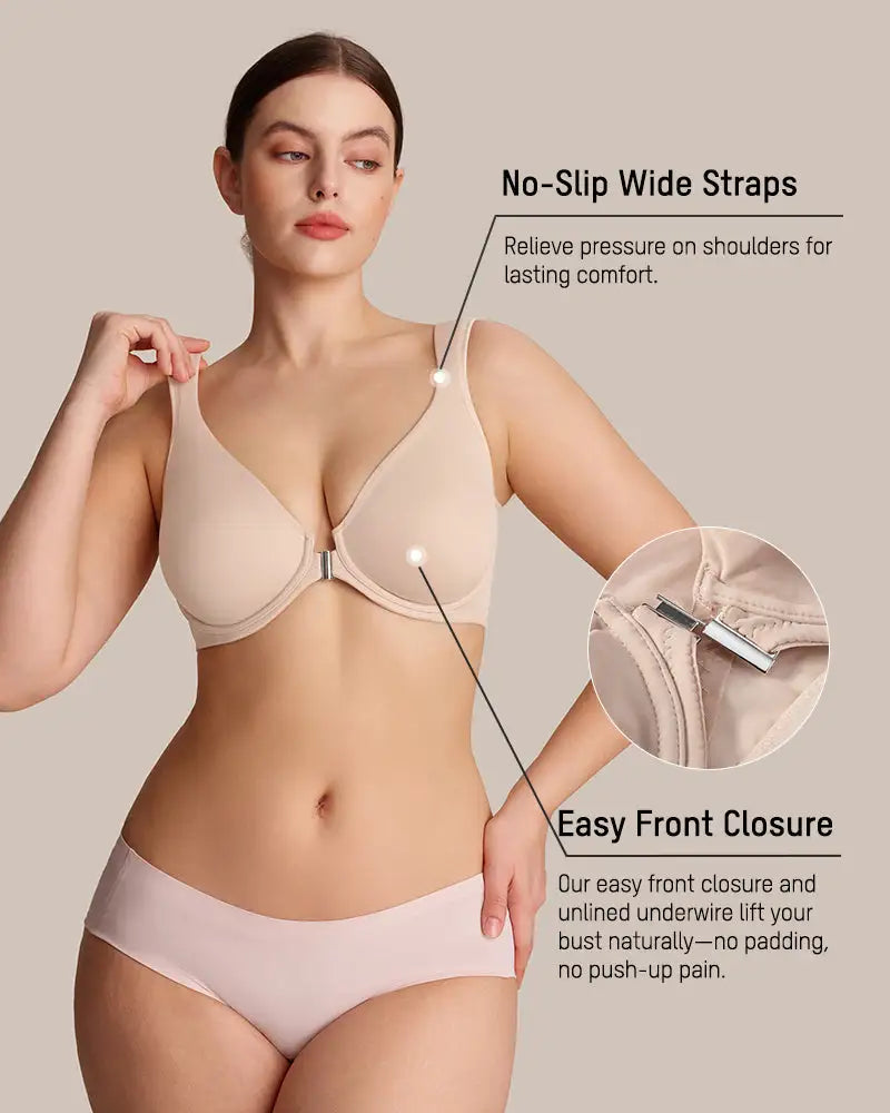 Hook-Front Low-Cut Wired Bare-Cup Back-Lift Bra Forte - Photo 10
