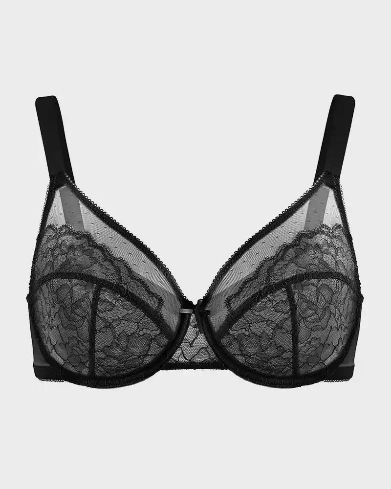 Lace Trim Full Coverage Minimizer Bra Petal - Photo 11