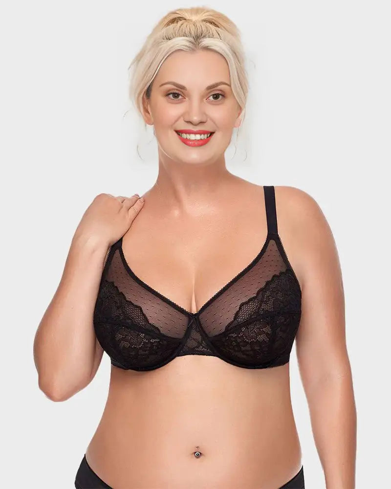 Lace Trim Full Coverage Minimizer Bra Petal - Photo 15