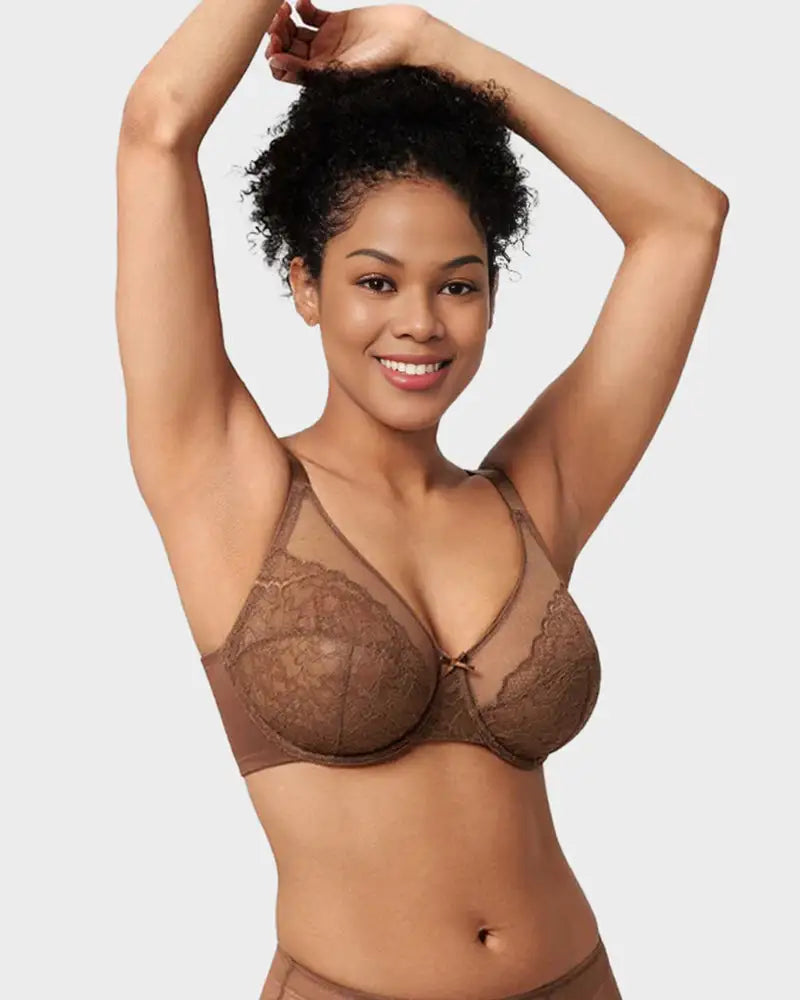 Lace Trim Full Coverage Minimizer Bra Petal - Photo 17