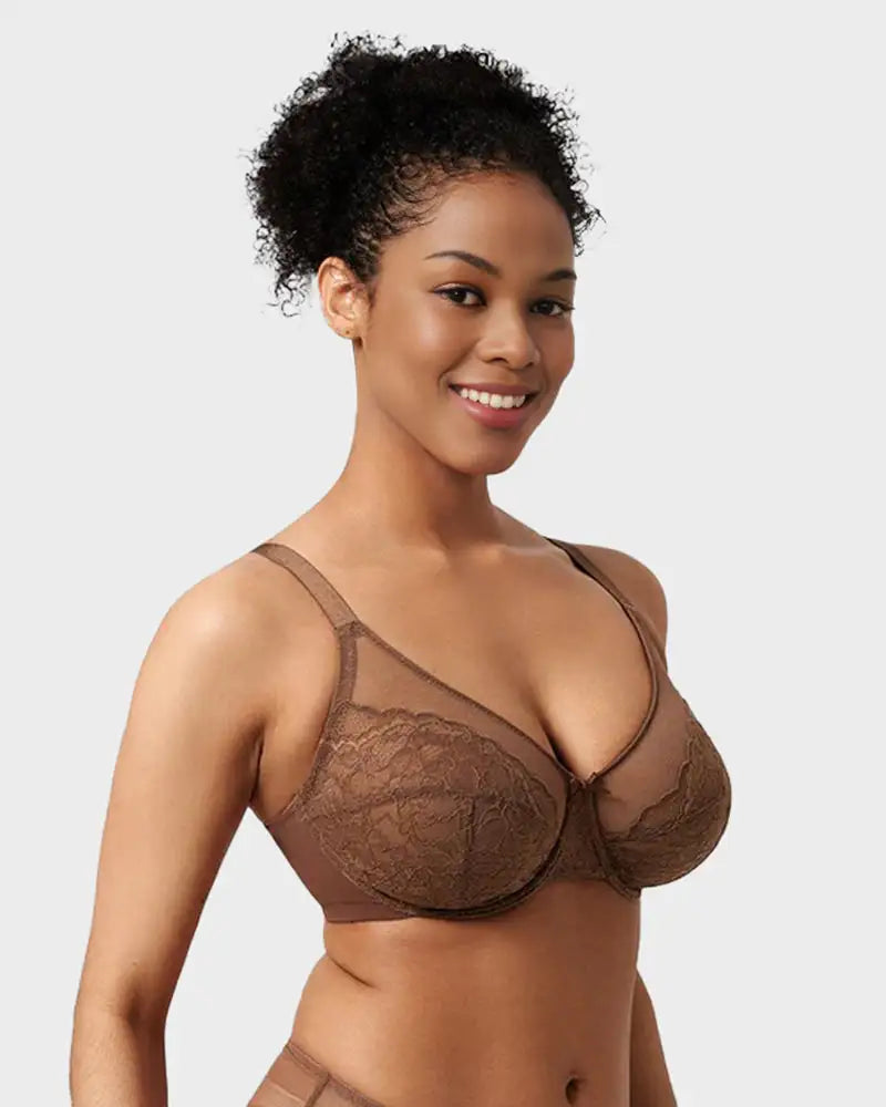 Lace Trim Full Coverage Minimizer Bra Petal - Photo 18