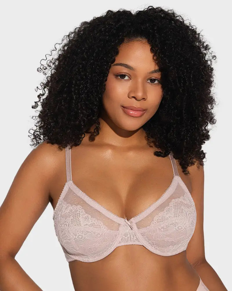 Lace Trim Full Coverage Minimizer Bra Petal - Photo 20