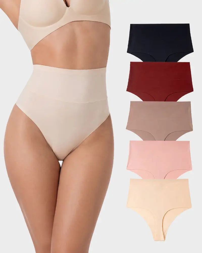 No-Show Seamless High-Waist Thong Panty 5-Pack - Photo 20