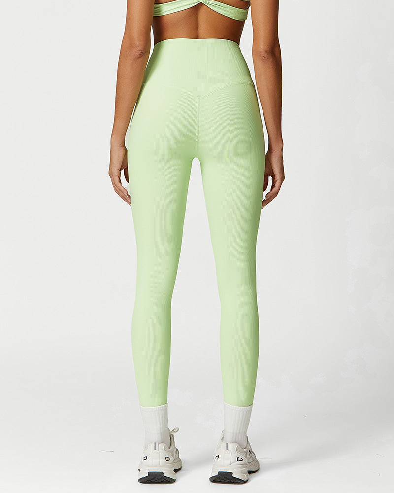 Ribbed High-Waist Tummy Control Butt-Lift Leggings Ridge - Photo 16